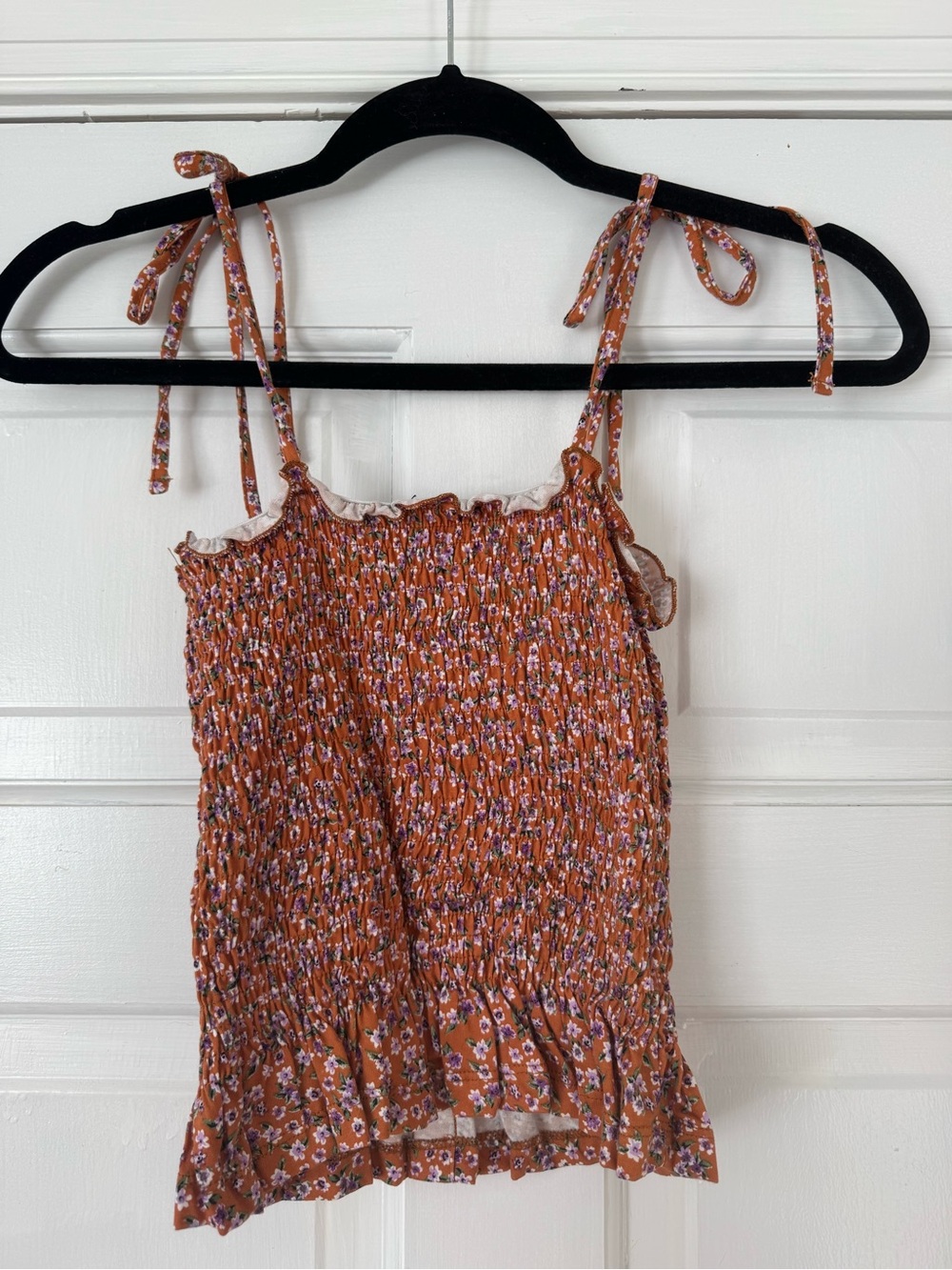 New Look Orange Floral Smocked Button-Front Cami